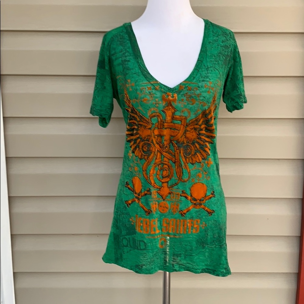 Rebel Saints  Affliction women’s tee shirt